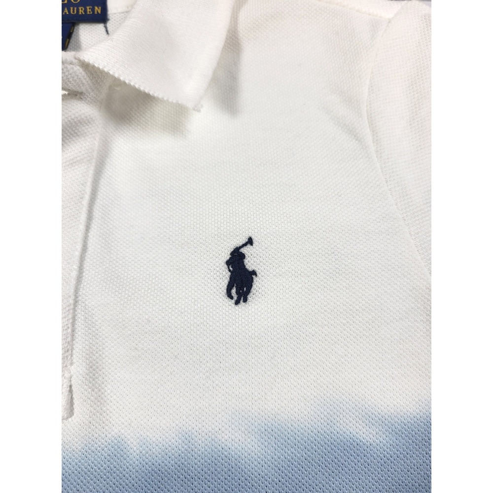 Polo Ralph Lauren Kids Blue White Ombre Dip Dye Cotton Polo Shirt 2/2T Preppy - Picture 4 of 10